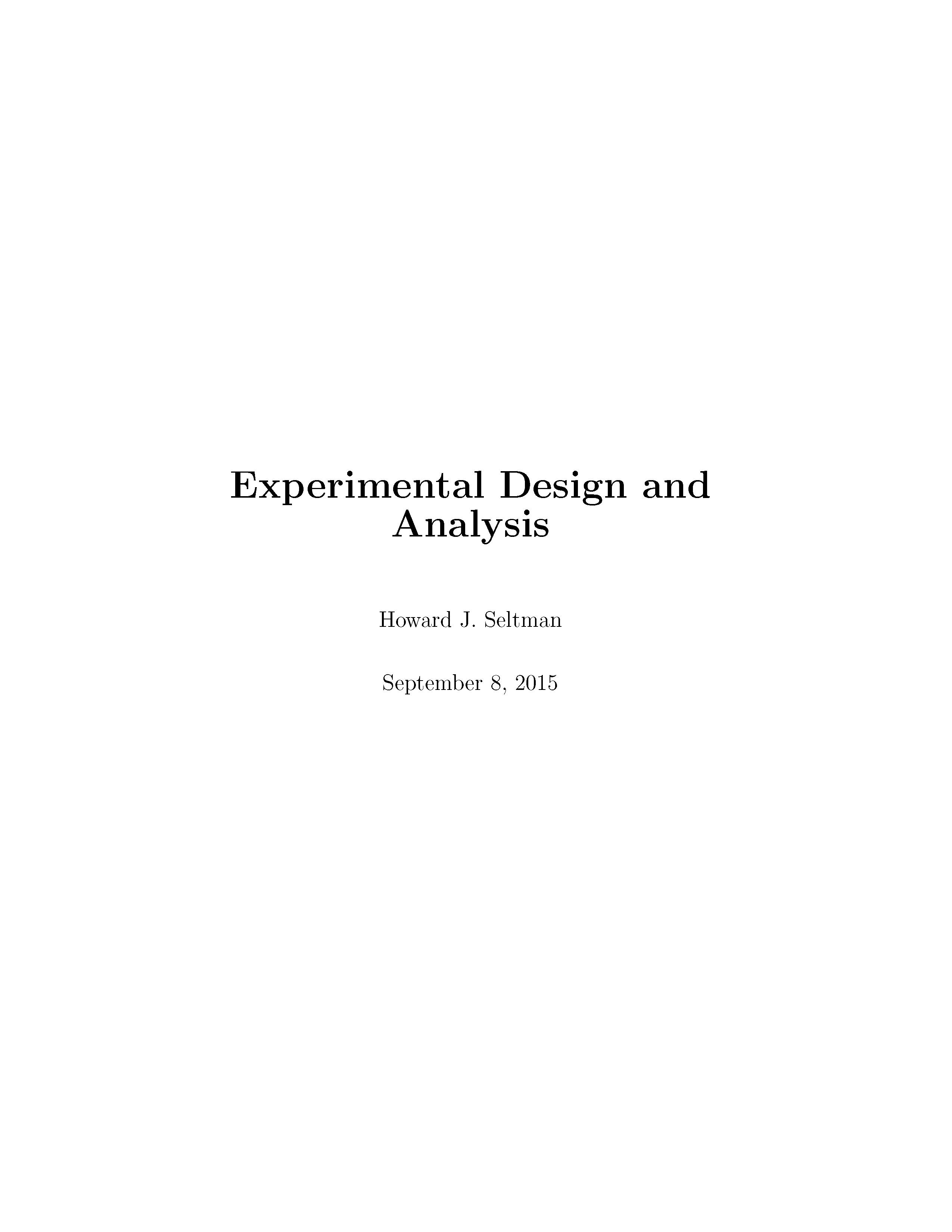 Experimental Design and Analysis