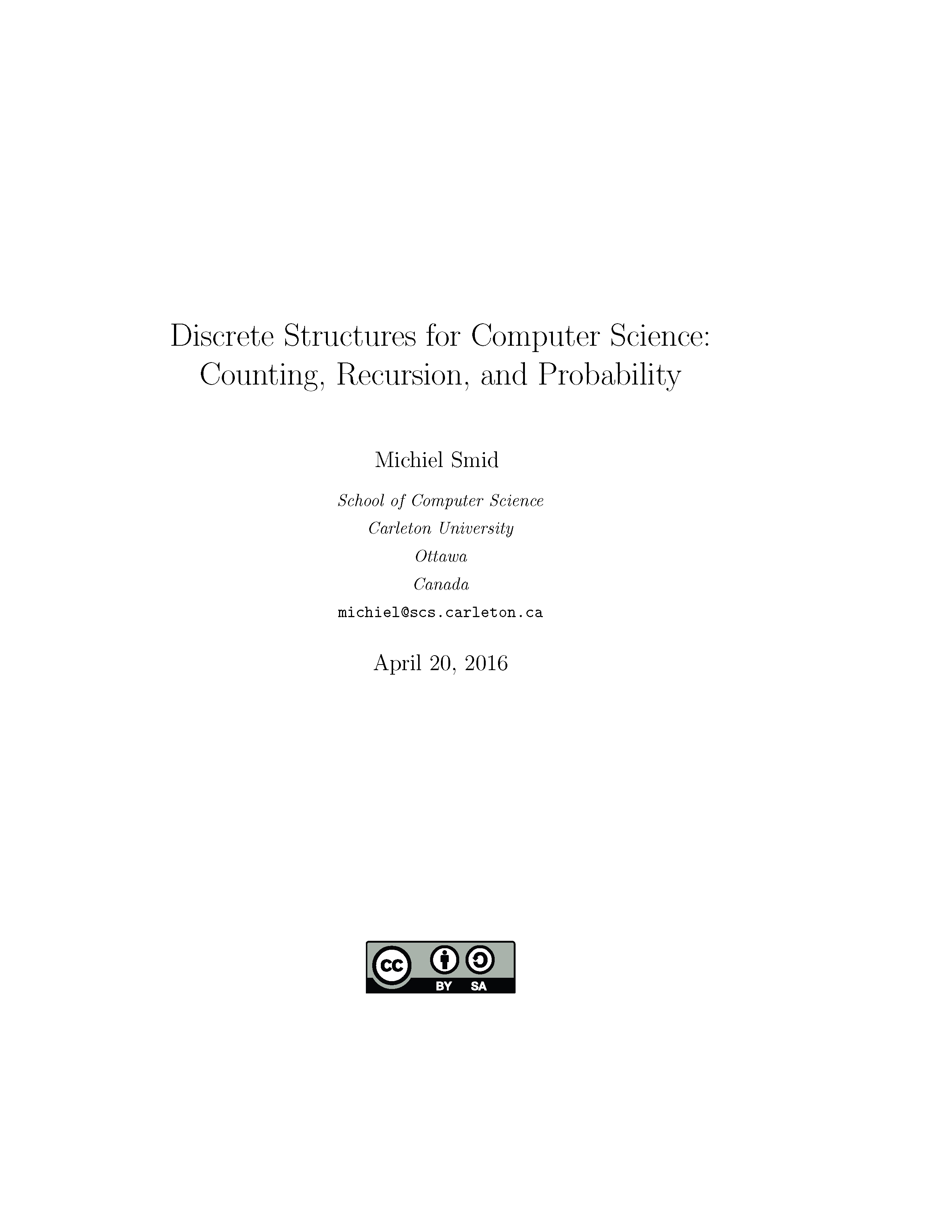  Discrete Structures for Computer Science: Counting, Recursion, and Probability