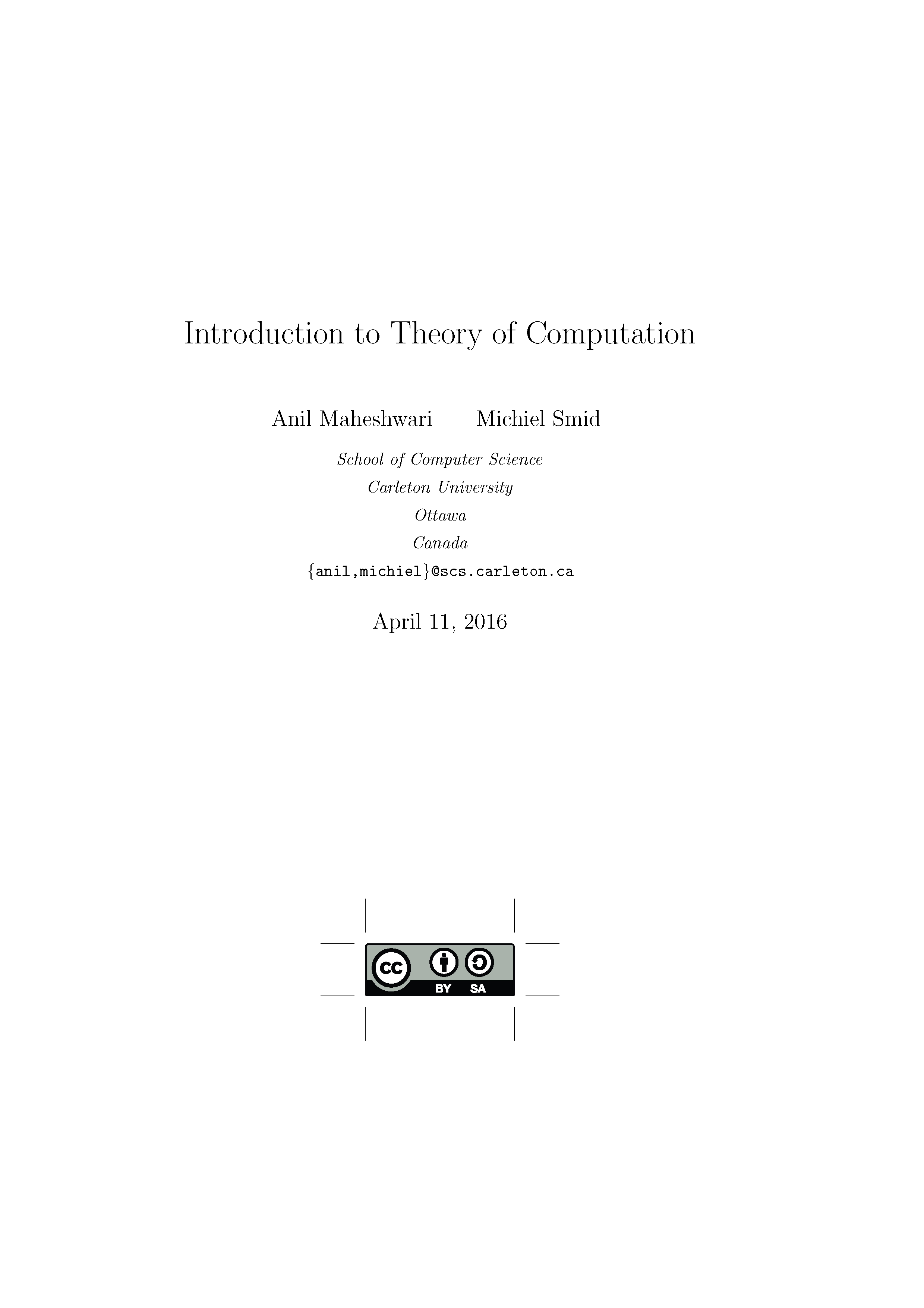  Introduction to Theory of Computation 