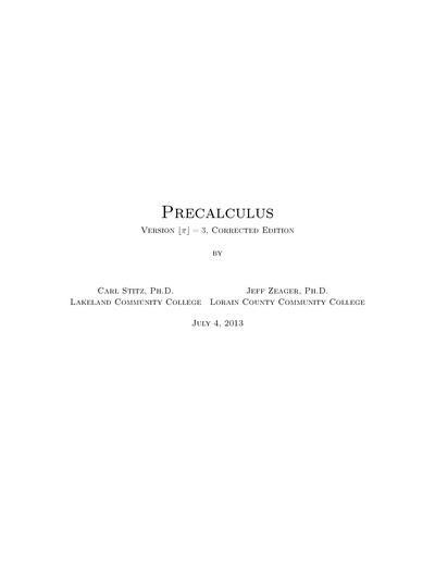 Precalculus, 3rd Edition