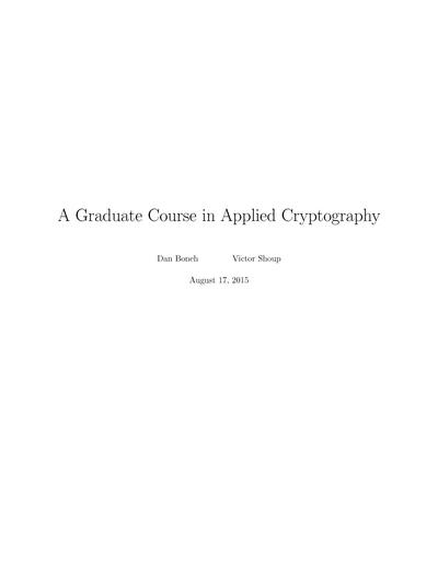 A Graduate Course in Applied Cryptography