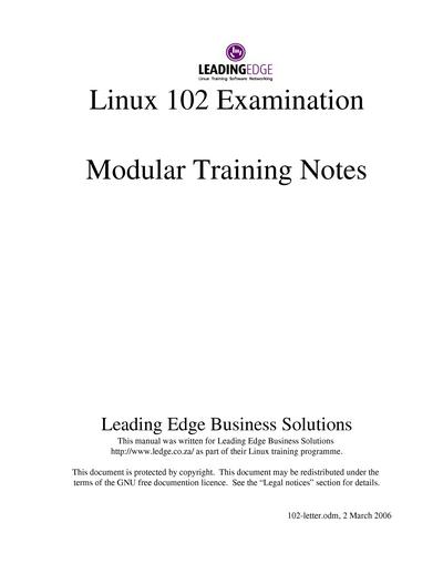 Linux 102 Examination Modular Training Notes