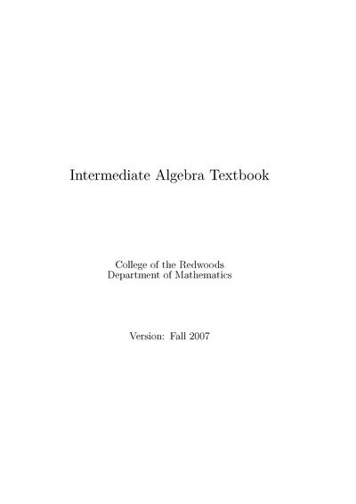 Intermediate Algebra